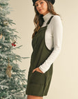 Corduroy Front Pockets Overall Dress