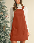 Corduroy Front Pockets Overall Dress