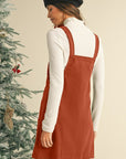 Corduroy Front Pockets Overall Dress