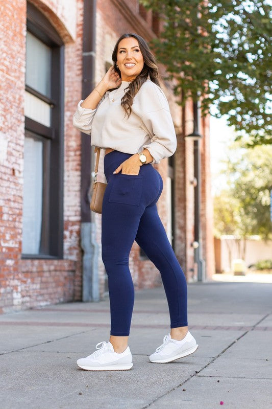 Julia Rose Navy Full Length Leggings with Pockets