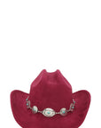 Silver and Turquoise Chain Accent Fedora Hat