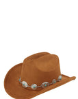 Silver and Turquoise Chain Accent Fedora Hat