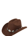 Silver and Turquoise Chain Accent Fedora Hat