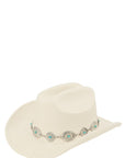 Silver and Turquoise Chain Accent Fedora Hat