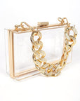 Crystal Chunky Chain Clear Box Clutch