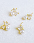 Lovely Pearl Duo Stud Earrings Set Of 2