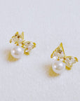 Lovely Pearl Duo Stud Earrings Set Of 2