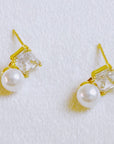 Lovely Pearl Duo Stud Earrings Set Of 2