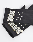 Iconic Pearl Embellished Sueded Smart Gloves