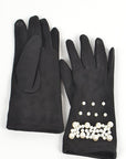 Iconic Pearl Embellished Sueded Smart Gloves