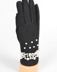 Iconic Pearl Embellished Sueded Smart Gloves