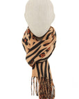 Leopard Printed with Fringe Scarf