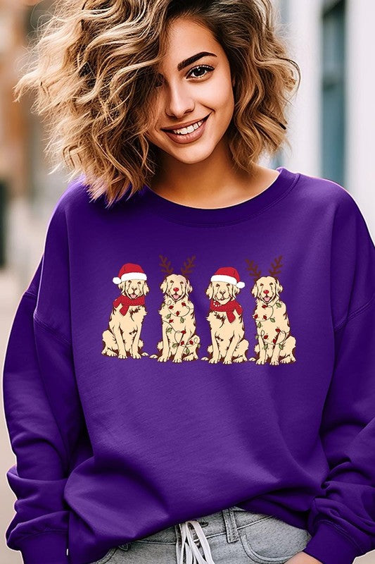 Christmas Dogs Graphic Fleece Sweatshirts