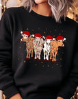 Christmas Cows Graphic Fleece Sweatshirts