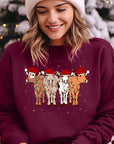 Christmas Cows Graphic Fleece Sweatshirts