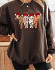 Christmas Cows Graphic Fleece Sweatshirts