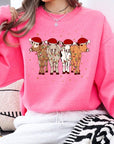 Christmas Cows Graphic Fleece Sweatshirts