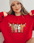 Christmas Cows Graphic Fleece Sweatshirts