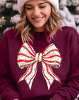 Christmas Tree Cake Bow Graphic Fleece Sweatshirts