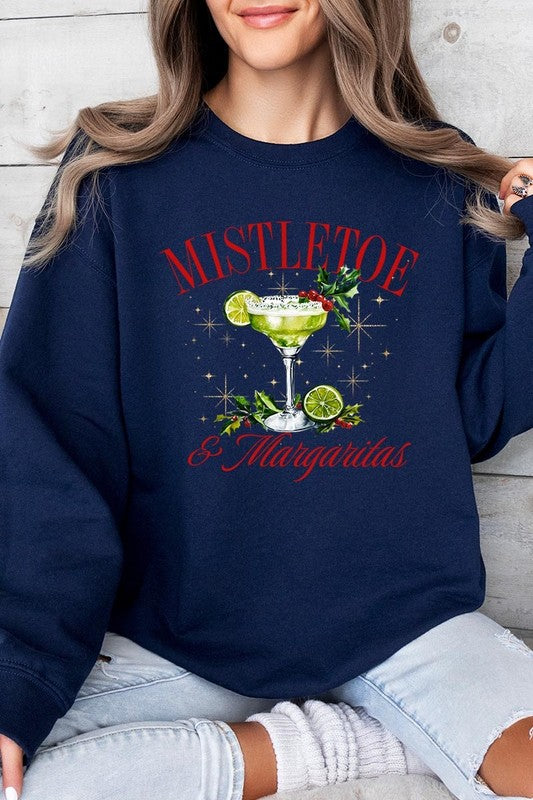 Mistletoe &amp; Margaritas Graphic Fleece Sweatshirts