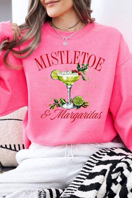 Mistletoe &amp; Margaritas Graphic Fleece Sweatshirts