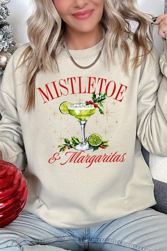 Mistletoe &amp; Margaritas Graphic Fleece Sweatshirts