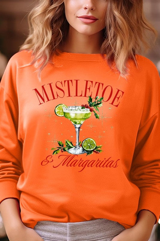 Mistletoe &amp; Margaritas Graphic Fleece Sweatshirts