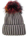 Mix Color Genuine Fur Pom Pom Beanie