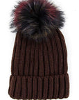 Mix Color Genuine Fur Pom Pom Beanie