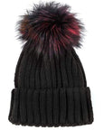 Mix Color Genuine Fur Pom Pom Beanie