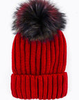 Mix Color Genuine Fur Pom Pom Beanie