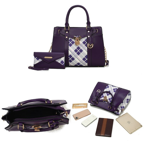 MKF Christine Plaid Satchel Bag with  Wallet