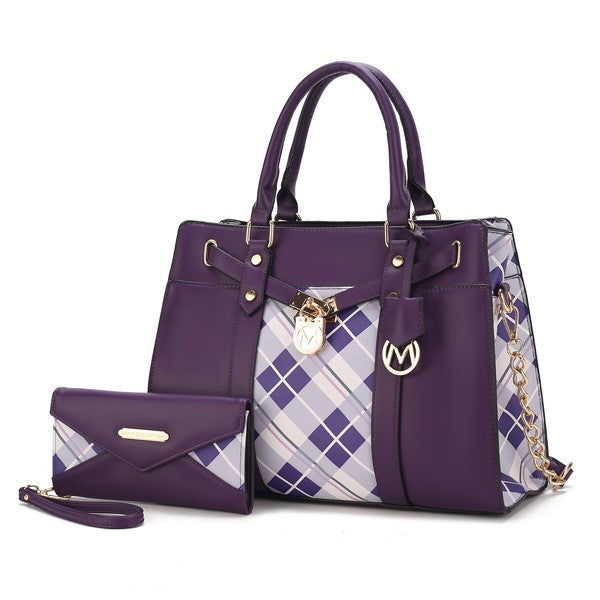 MKF Christine Plaid Satchel Bag with  Wallet