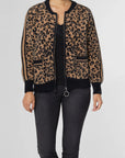 Coco & Carmen Heidi Animal Print Eyelash Zip Cardigan