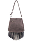 Faux Suede Fringe Flap Crossbody Bag