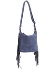 Faux Suede Fringe Crossbody Bag