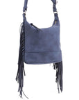 Faux Suede Fringe Crossbody Bag