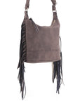 Faux Suede Fringe Crossbody Bag