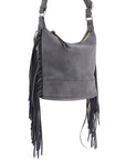 Faux Suede Fringe Crossbody Bag