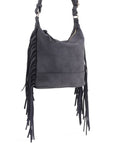 Faux Suede Fringe Crossbody Bag