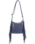 Faux Suede Fringe Crossbody Bag