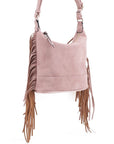 Faux Suede Fringe Crossbody Bag