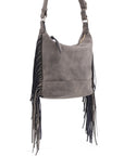 Faux Suede Fringe Crossbody Bag