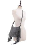 Faux Suede Fringe Crossbody Bag