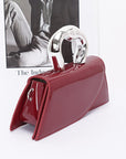 Silver Handle Patent Leather Swing Bag