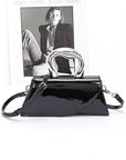 Silver Handle Patent Leather Swing Bag