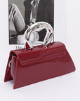 Silver Handle Patent Leather Swing Bag