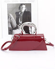 Silver Handle Patent Leather Swing Bag