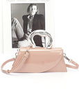 Silver Handle Patent Leather Swing Bag