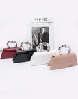 Silver Handle Patent Leather Swing Bag